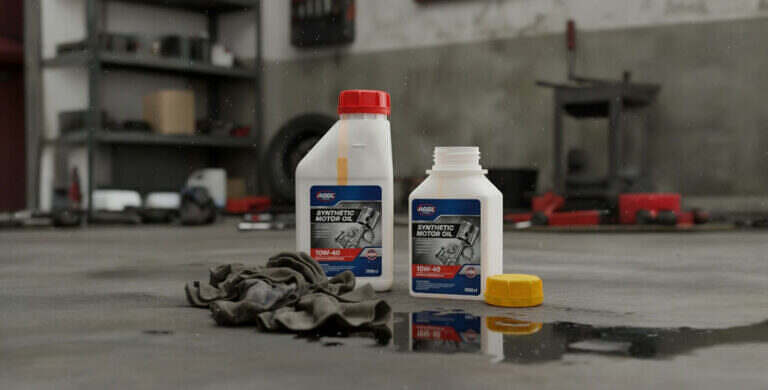 Motorolja i Plastflaska Rektangulär UN-Flaska med siktrand 2000 ml art nr 2000061RES med lock bredare