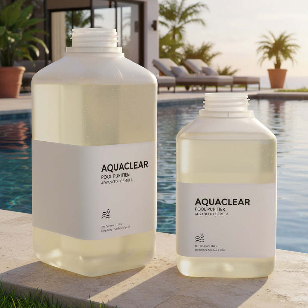 Poolrengörinsmedel i Plastflaska Rektangulär 1000 ml art nr 100040RE och 500 ml art nr 50040RE